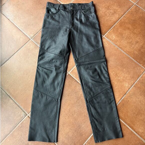 Outride Mens Black Leather Motorcycle Pants Heavy Weight Lined 4 Pocket size 36 - Picture 15 of 16